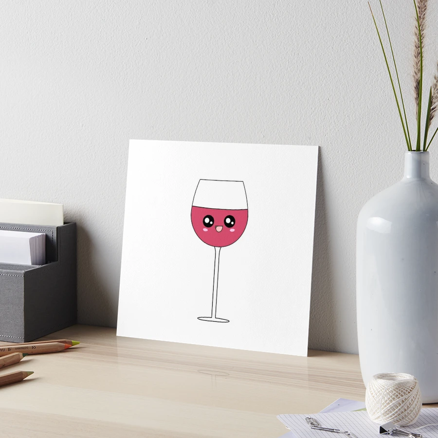 Cute Wine Glass Art Board Print for Sale by --Iris