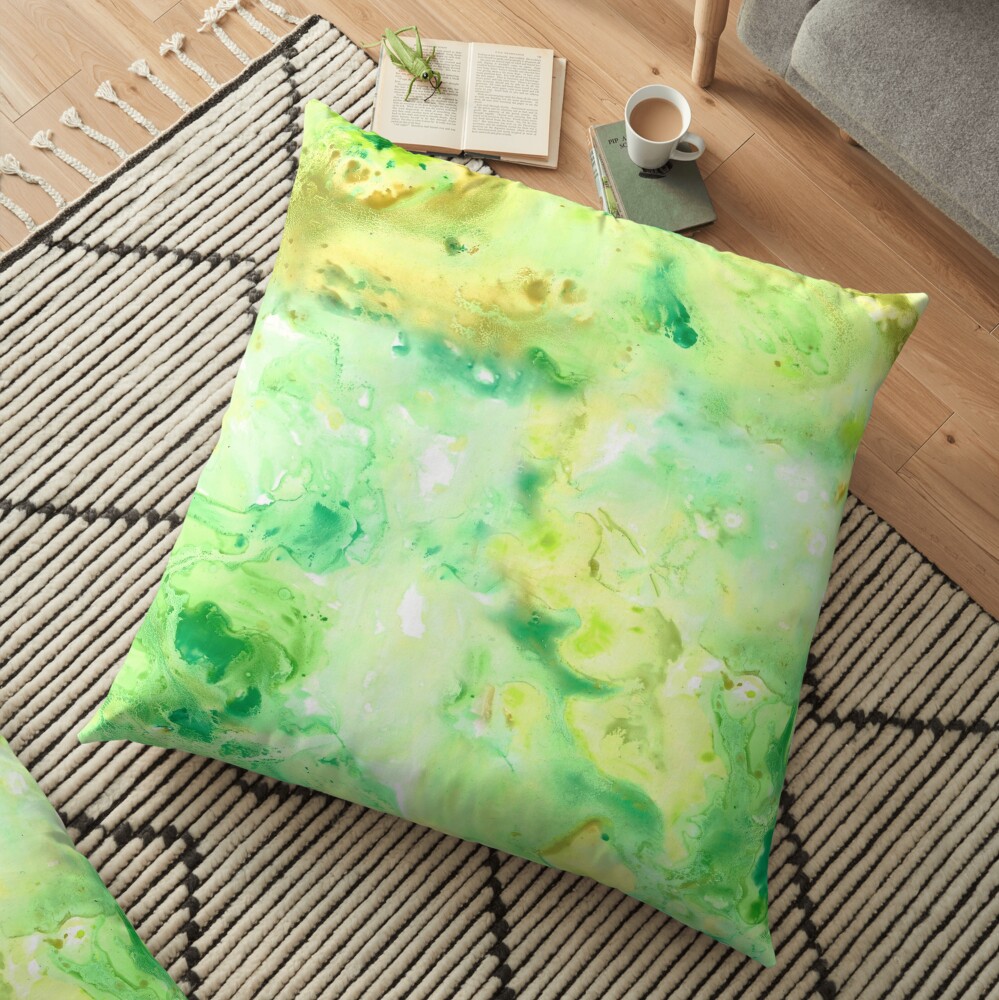 Green Marble Watercolour Floor Pillow