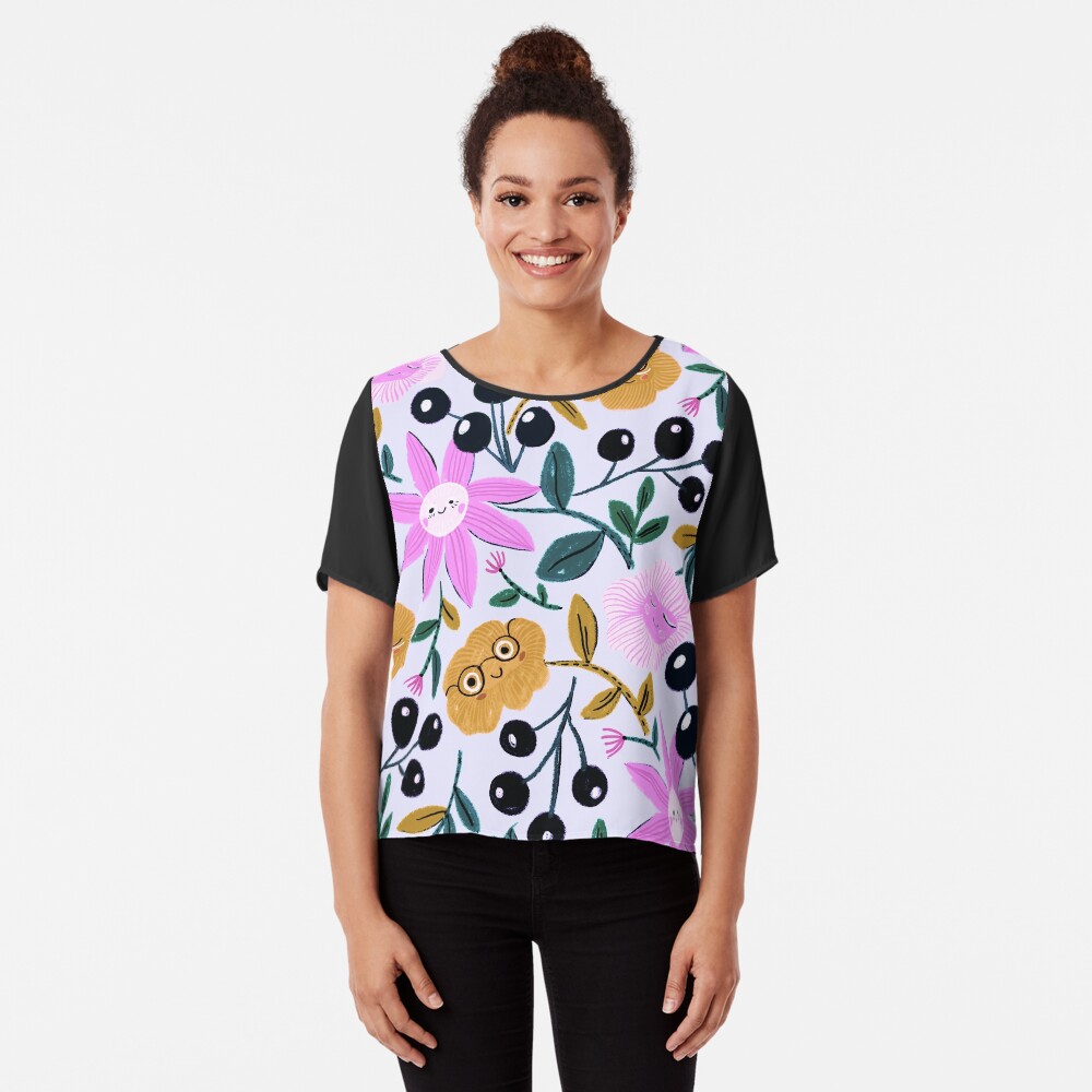 Happy delightful flower garden Chiffon Top