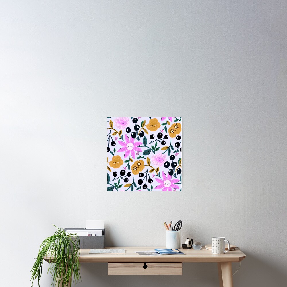 Happy delightful flower garden Poster