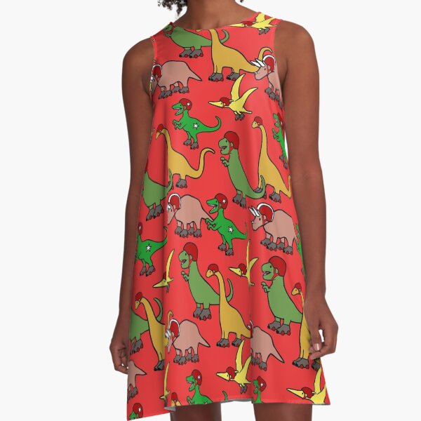 Item preview, Roller Derby Dinosaurs RED Pattern designed and sold by jezkemp.