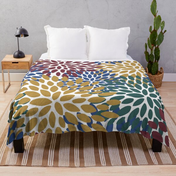 Item preview, Floral Bloom Pattern, Blue, Green, Crimson Red, Mustard Yellow designed and sold by meggydesigns.