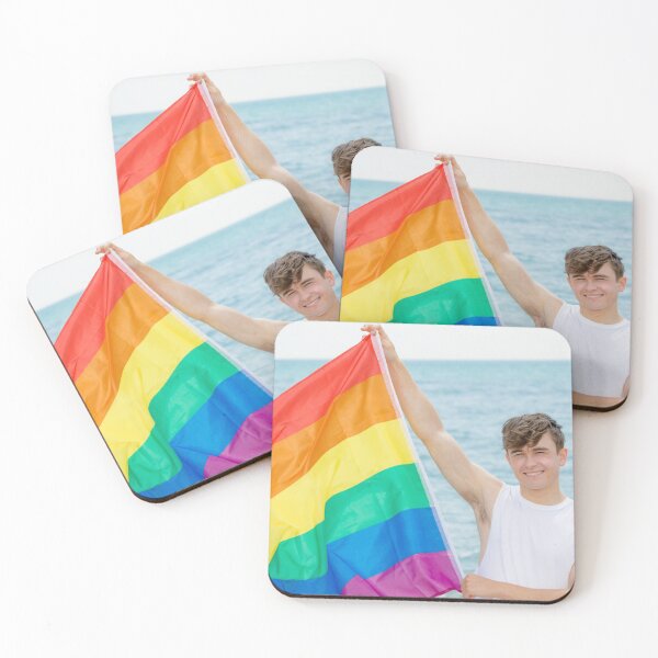 Item preview, A young man holding a Pride flag designed and sold by Ben Gingell.