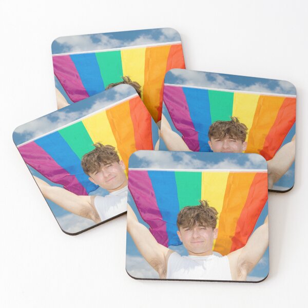 Item preview, A young man holding a Pride flag designed and sold by Ben Gingell.