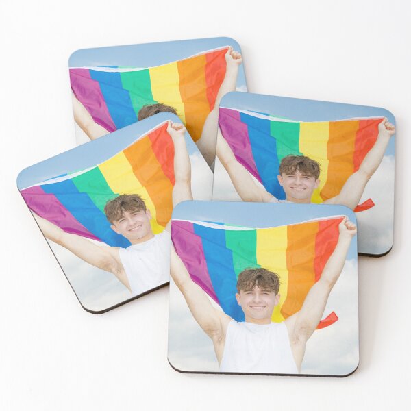 Item preview, A young man holding a Pride flag designed and sold by Ben Gingell.