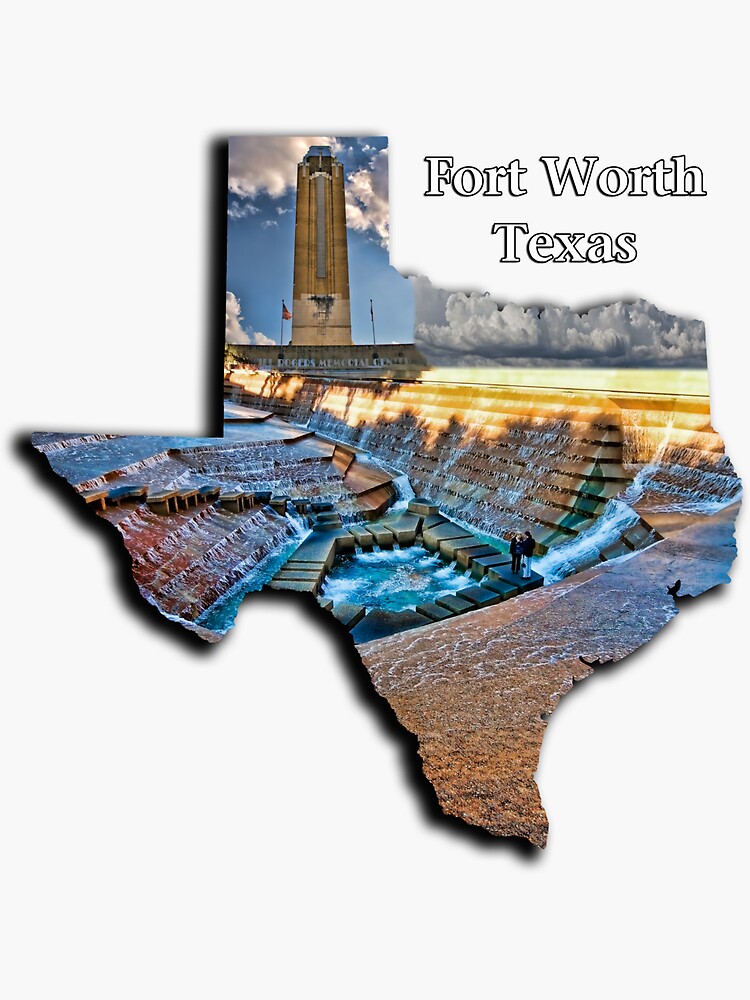 Thumbnail 3 of 3, Sticker, Fort Worth Texas - Texas Shape Filled images of Fort Worth designed and sold by Warren Paul Harris.