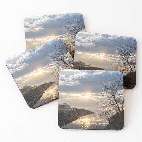 Item preview, Glossy God Rays Glow - Sublime Sunrise on the Lakeshore  designed and sold by Georgia Mizuleva.