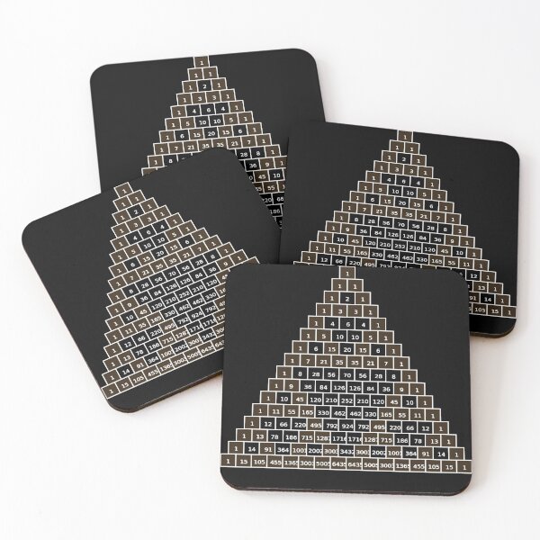 Math-based images in everyday children's setting lay the foundation for subsequent mathematical abilities. Pascal's Triangle,  треугольник паскаля, #PascalsTriangle,  #треугольникпаскаля Coasters (Set of 4)