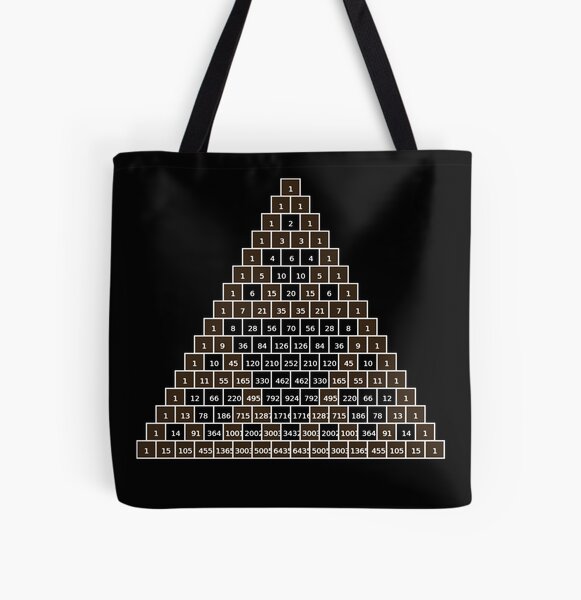 Math-based images in everyday children's setting lay the foundation for subsequent mathematical abilities. Pascal's Triangle,  треугольник паскаля, #PascalsTriangle,  #треугольникпаскаля All Over Print Tote Bag