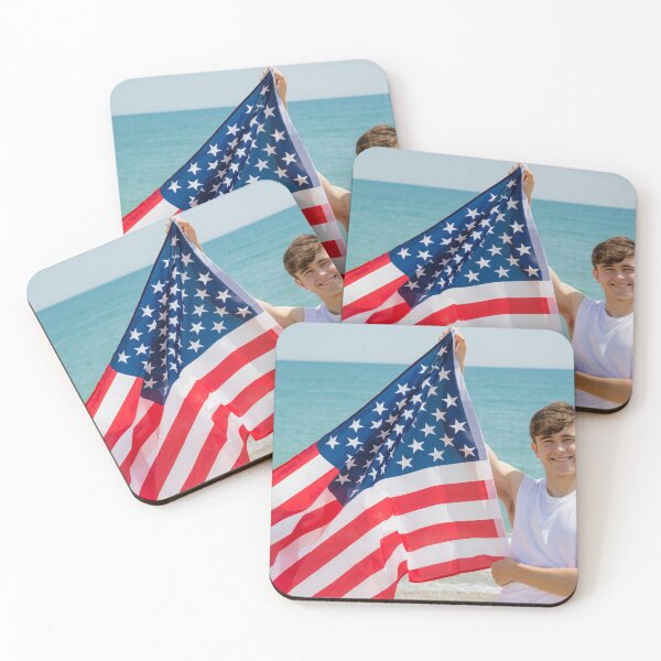Item preview, A young man holding the flag of The USA designed and sold by Ben Gingell.