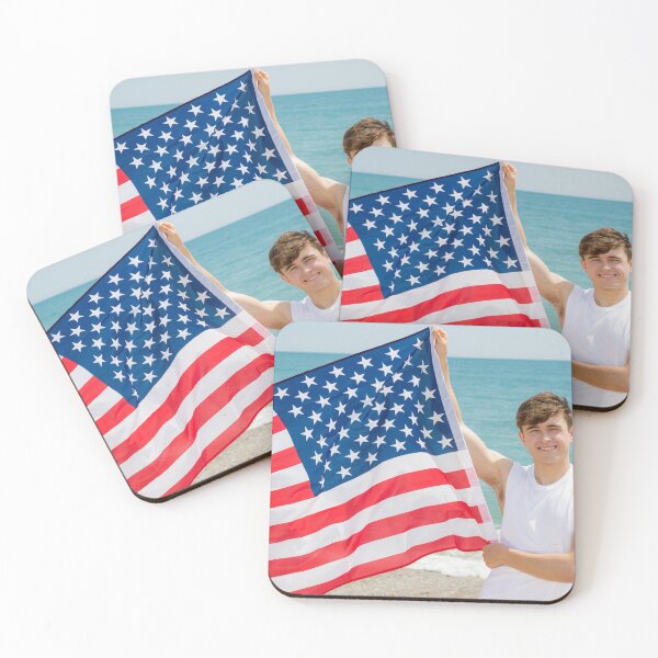 Item preview, A young man holding the flag of The USA designed and sold by Ben Gingell.