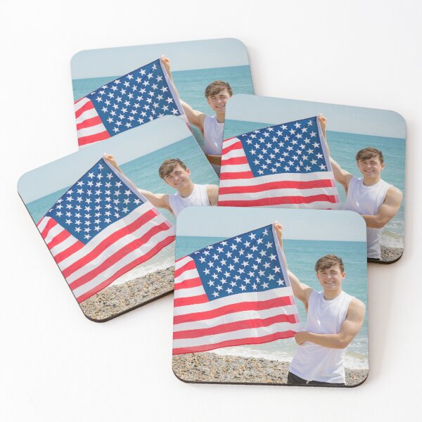 Item preview, A young man holding the flag of The USA designed and sold by Ben Gingell.