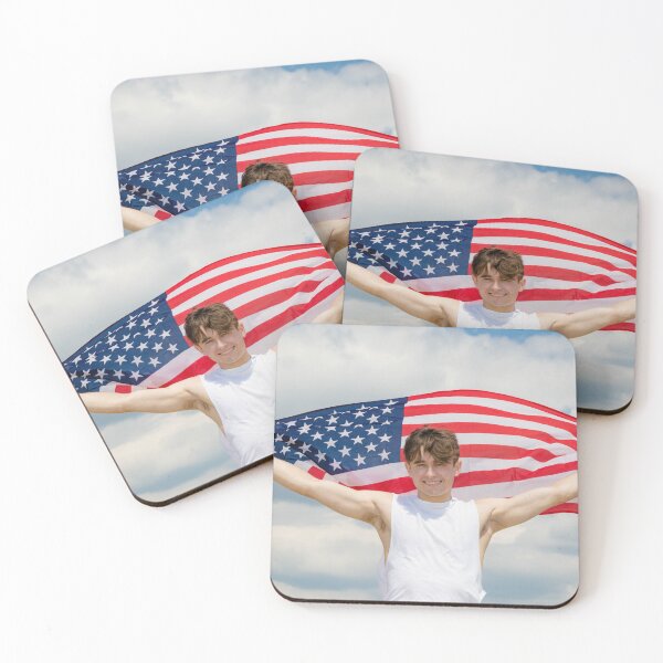 Item preview, A young man holding the flag of The USA designed and sold by Ben Gingell.