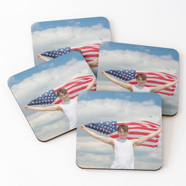 Item preview, A young man holding the flag of The USA designed and sold by Ben Gingell.