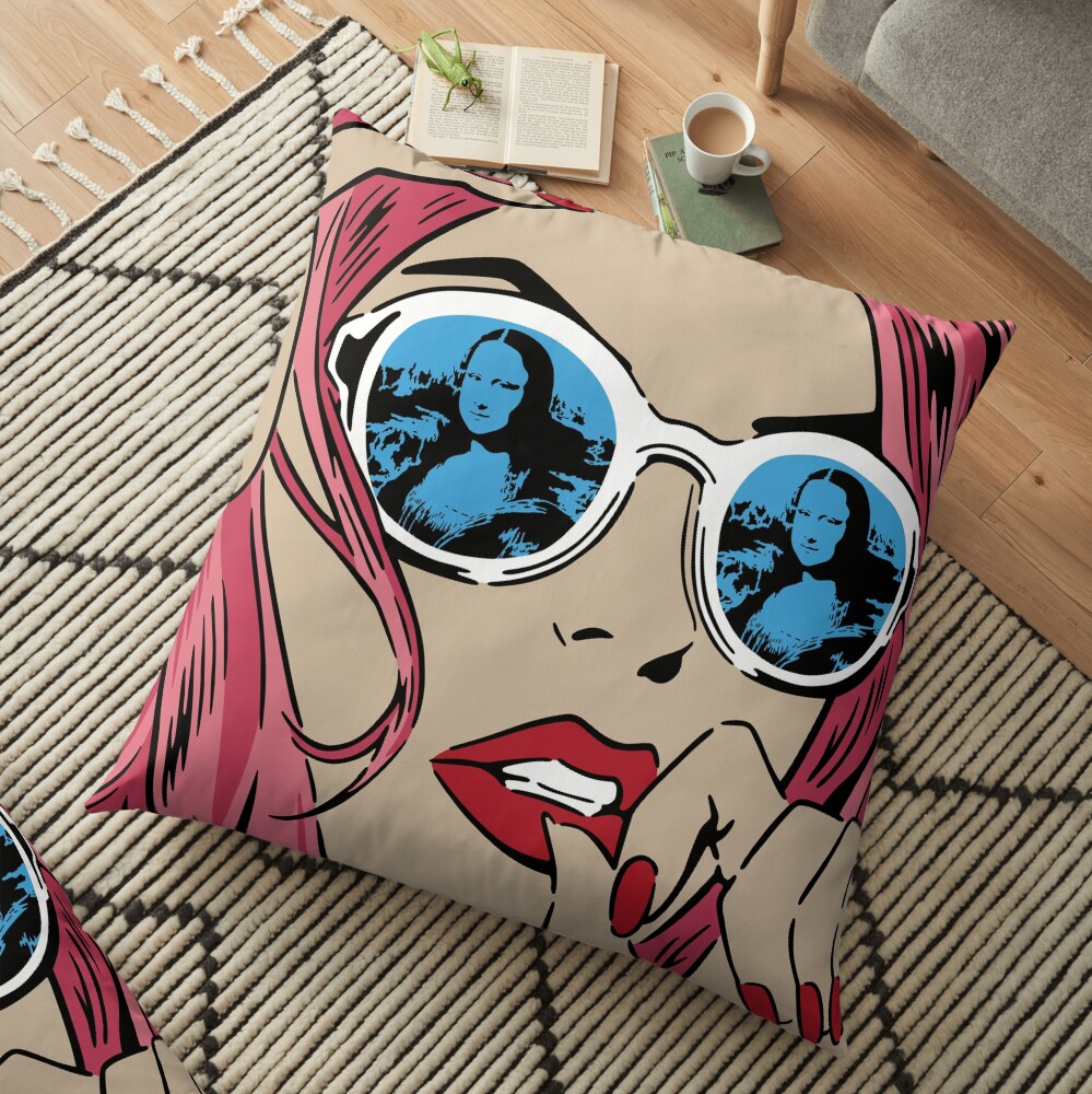 Mona Lisa Reflections Pink Floor Pillow