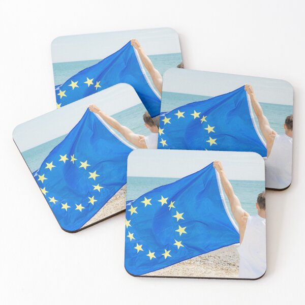 Item preview, A young man holding the flag of the European Union designed and sold by Ben Gingell.