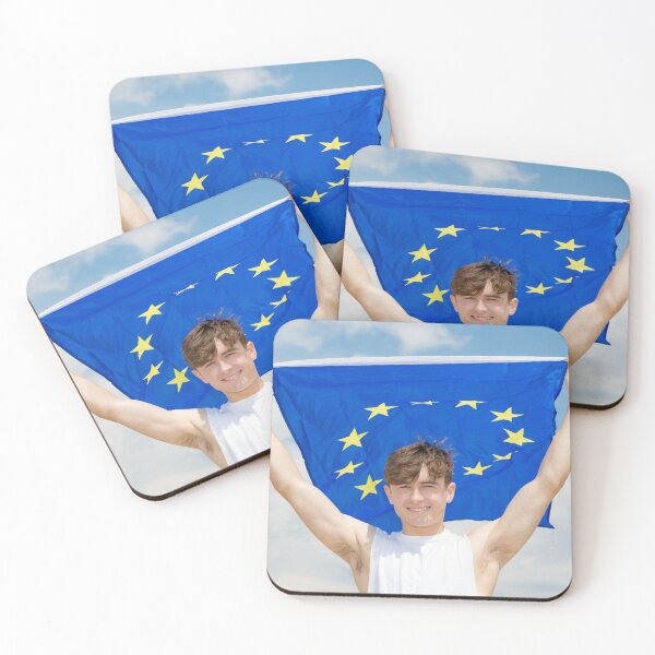 Item preview, A young man holding the flag of the European Union designed and sold by Ben Gingell.