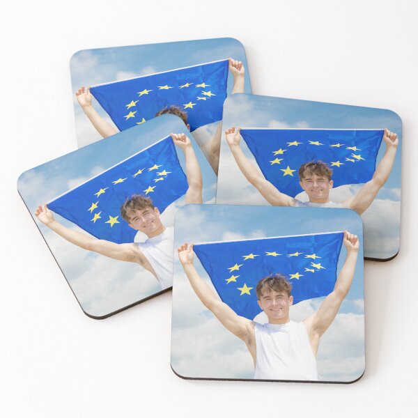 Item preview, A young man holding the flag of the European Union designed and sold by Ben Gingell.