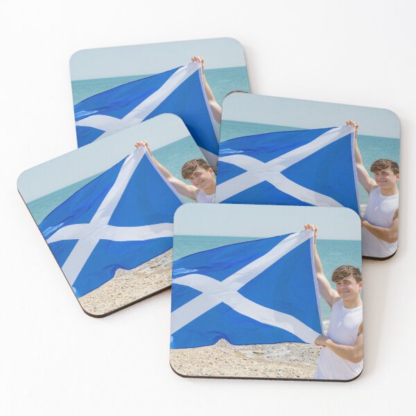 Item preview, A young man holding the flag of Scotland designed and sold by Ben Gingell.