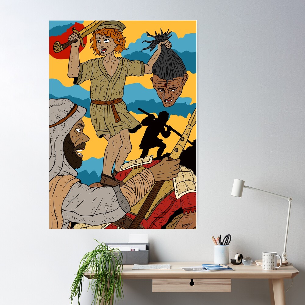 David and Goliath, bible story. hebrew battle scene. Spiral Notebook for  Sale by JJ ADX