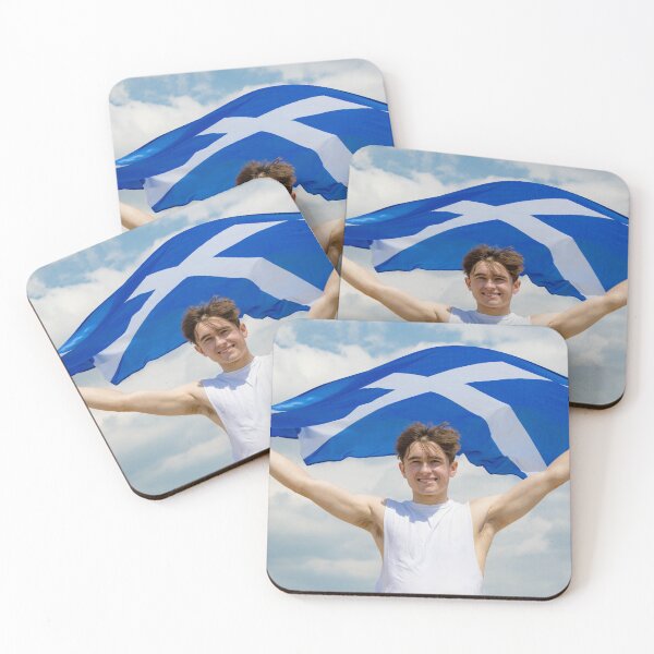 Item preview, A young man holding the flag of Scotland designed and sold by Ben Gingell.