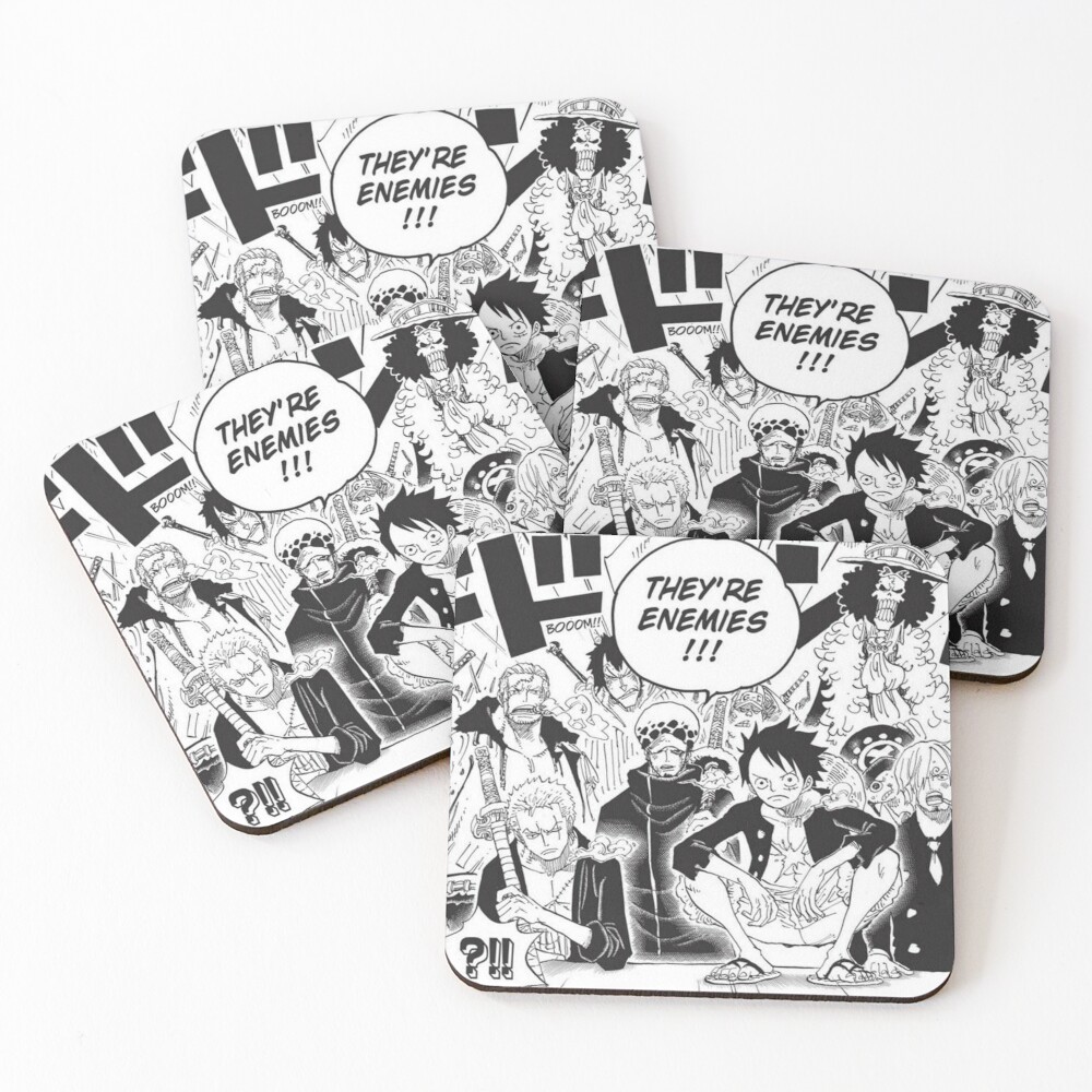 One Piece Manga Coasters Set Of 4 By Marlow31 Redbubble