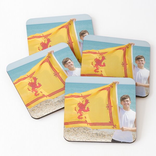 Item preview, A young man holding the Lion Rampant flag of Scotland designed and sold by Ben Gingell.