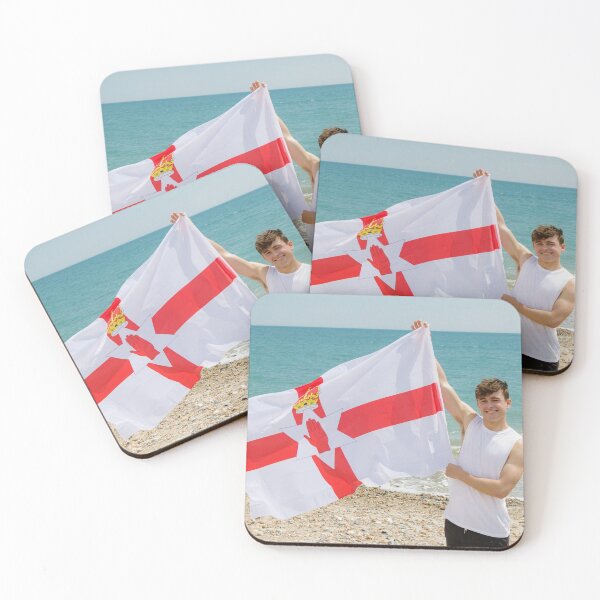 Item preview, A young man holding the flag of Northern Ireland designed and sold by Ben Gingell.