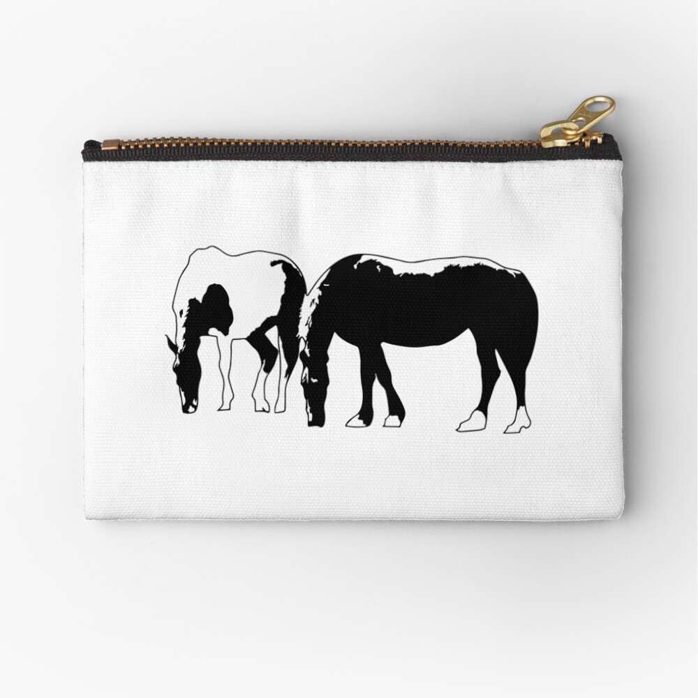 Horses in a field Vector Zipper Pouch