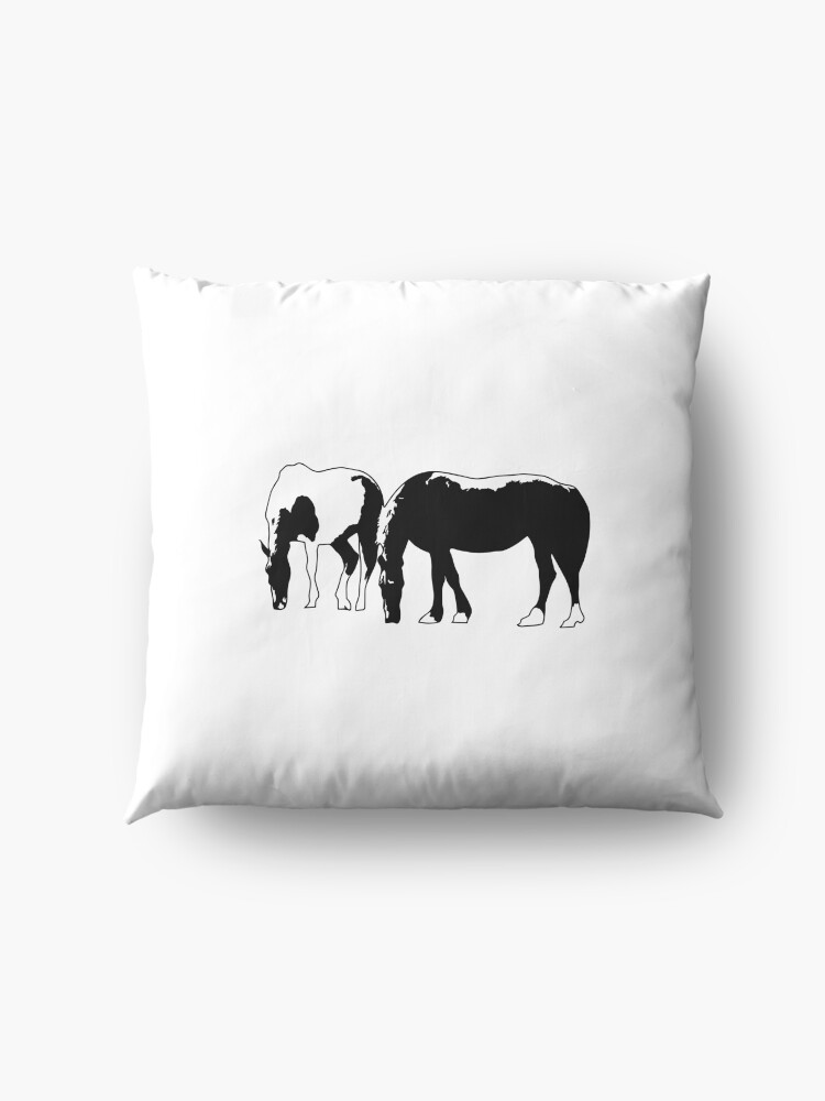 Alternate view of Horses in a field Vector Floor Pillow