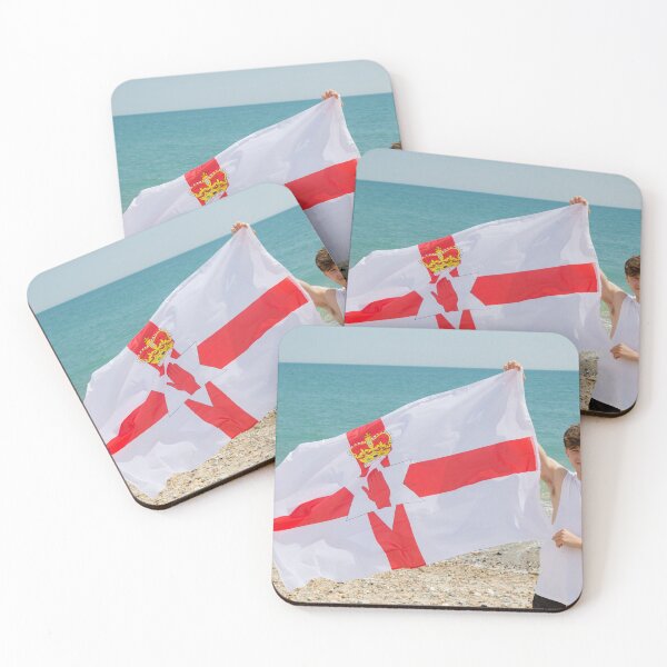 Item preview, A young man holding the flag of Northern Ireland designed and sold by Ben Gingell.