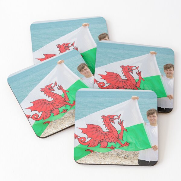 Item preview, A young man holding the flag of Wales designed and sold by Ben Gingell.