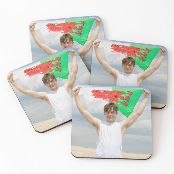 Item preview, A young man holding the flag of Wales designed and sold by Ben Gingell.
