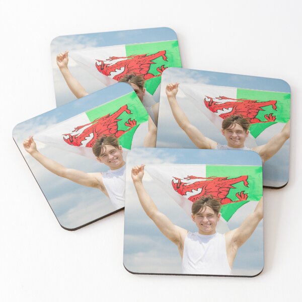 Item preview, A young man holding the flag of Wales designed and sold by Ben Gingell.