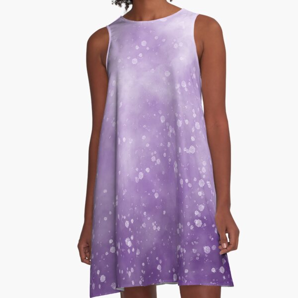 Lila Schneeflocken A-Linien Kleid