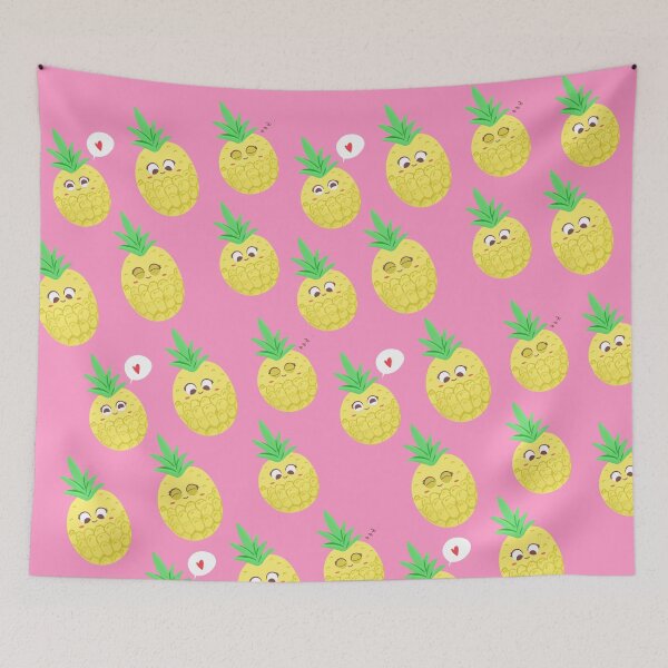 Item preview, Kawaii Pineapple hot pink pattern illustration  designed and sold by Nadia  Ronquillo.
