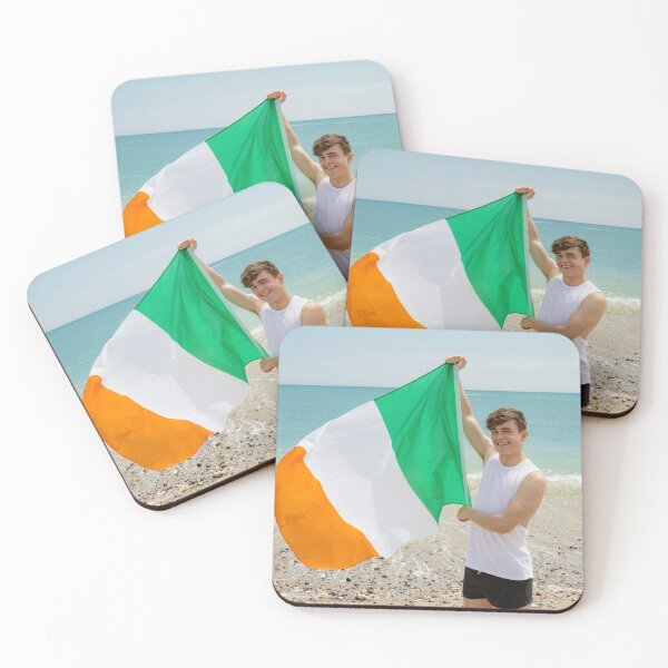 Item preview, A young man holding the Irish Flag designed and sold by Ben Gingell.