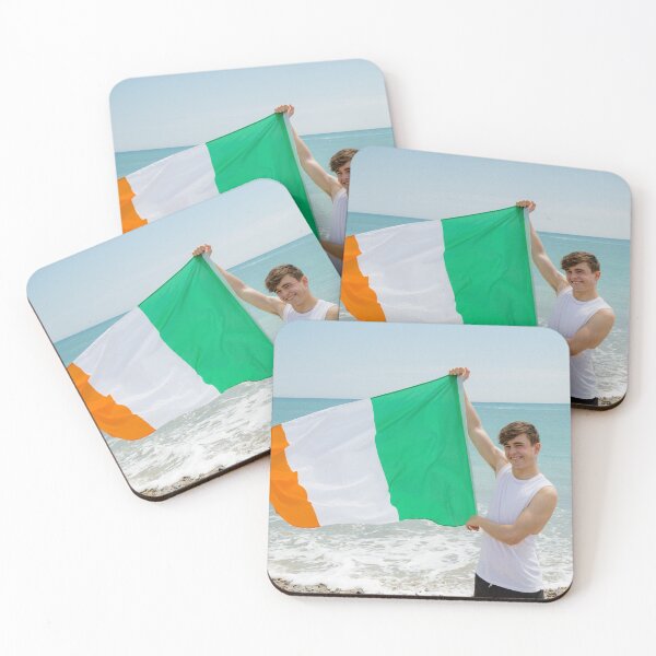 Item preview, A young man holding the Irish Flag designed and sold by Ben Gingell.
