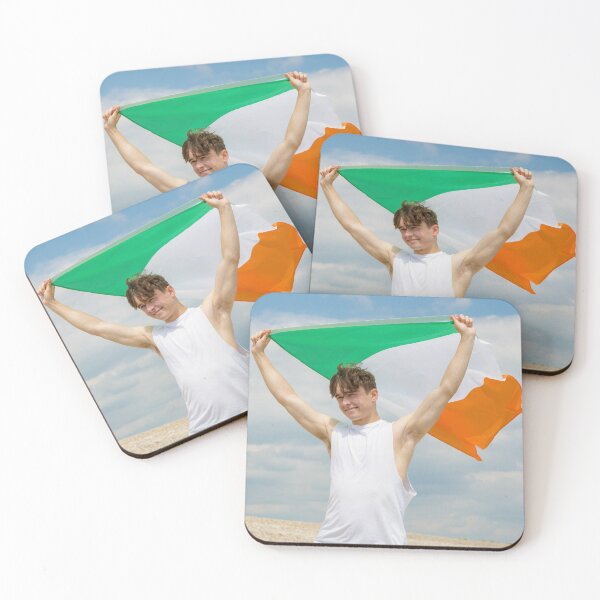 Item preview, A young man holding the Irish Flag designed and sold by Ben Gingell.