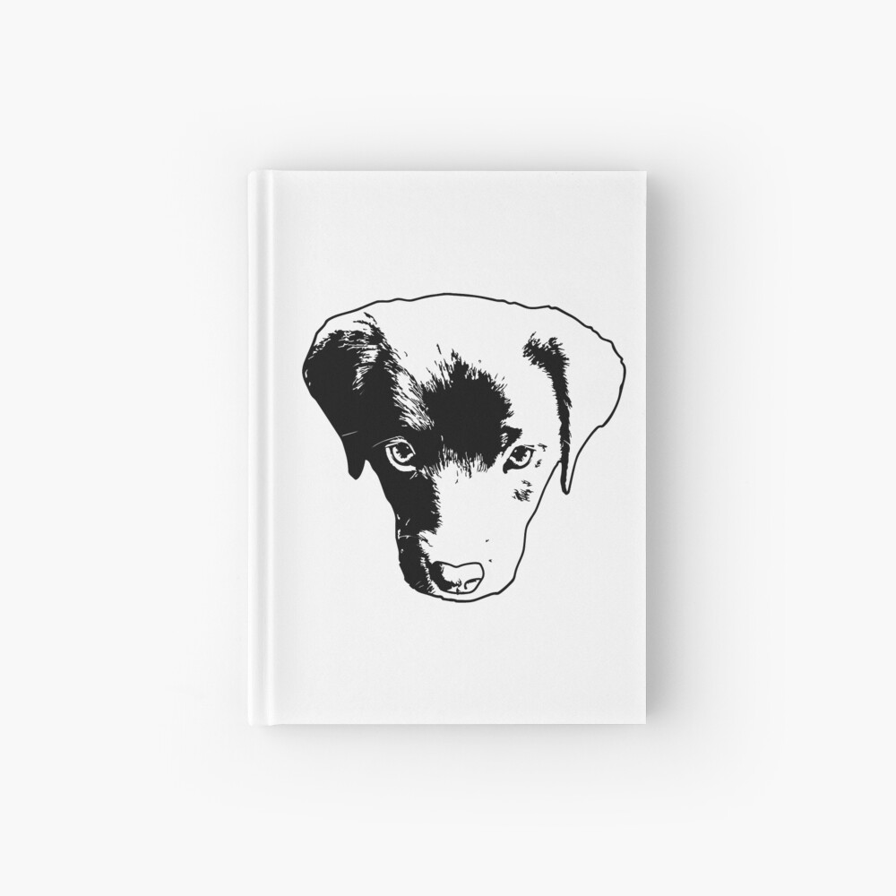Monochrome Puppy Head Vector Hardcover Journal