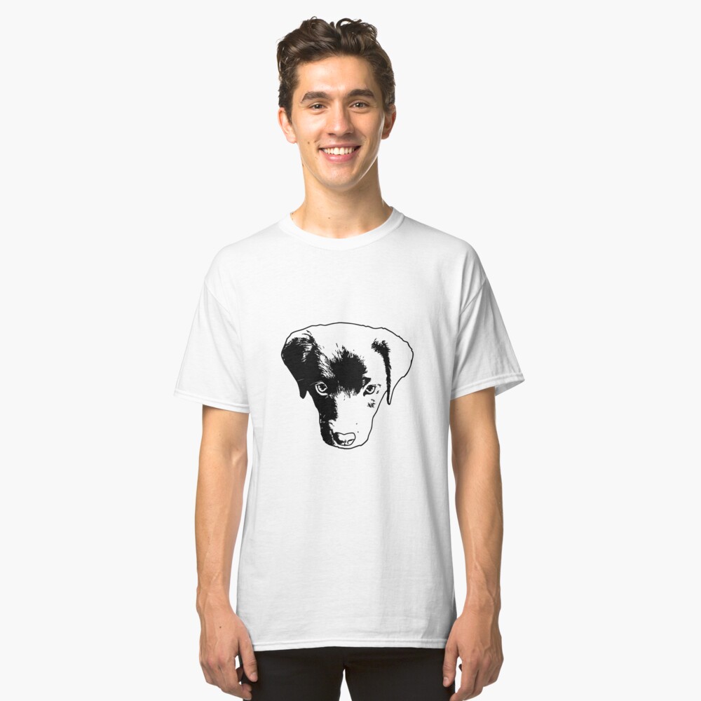 Monochrome Puppy Head Vector Classic T-Shirt