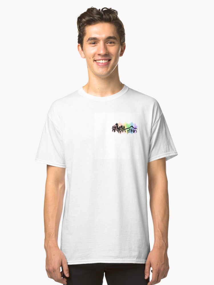 Alternate view of Seattle Rainbow Skyline Classic T-Shirt