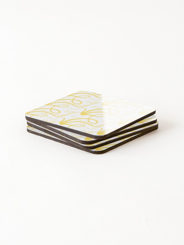 Thumbnail 4 of 5, Coasters (Set of 4), Yellow Abstract Pattern designed and sold by deecdee.