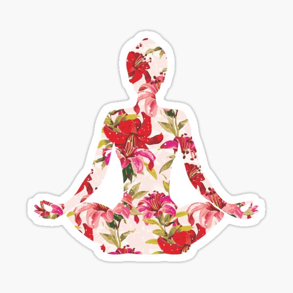 Item preview, Floral Silhouette Girl Lotus Pose designed and sold by creativeliberty.