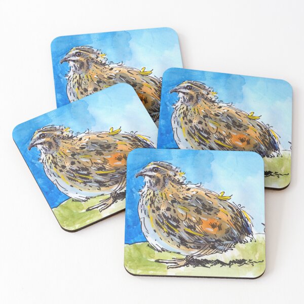 Item preview, Quail painting - colourful and quirky little bird study designed and sold by MikeJory.