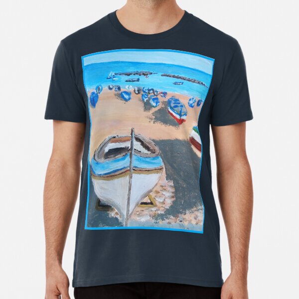 SICILY PAINTING BOATS ON A BEACH Premium T-Shirt