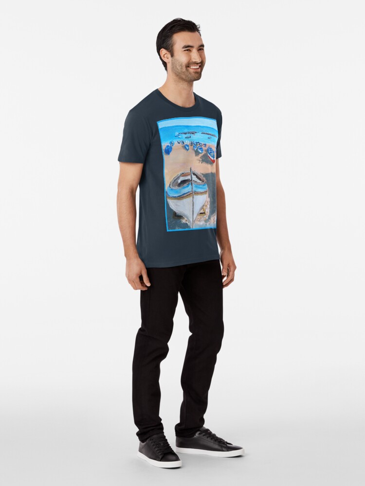 Alternate view of SICILY PAINTING BOATS ON A BEACH Premium T-Shirt