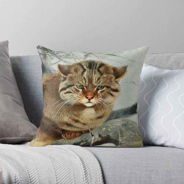 Wild Cat Artist's Sketch Throw Pillow