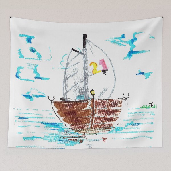 Item preview, Sailboat At A Slightly Clouded Day designed and sold by hajarsdeco.