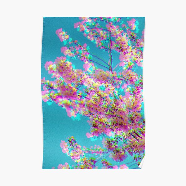 Aesthetic Cherry Blossom Vaporwave Poster